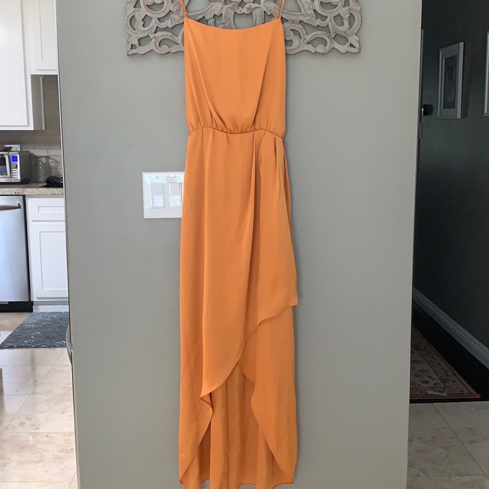 NWT Express Satin Orange High Low Dress - Picture 5 of 11